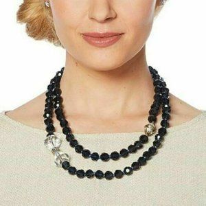 Heidi Daus "Full of Possibilities" Black Convertible Necklace & Bracelet Set